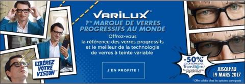 ESSILOR VARILUX : -50% sur la technologie Transition jusqu'au 19 mars 2017